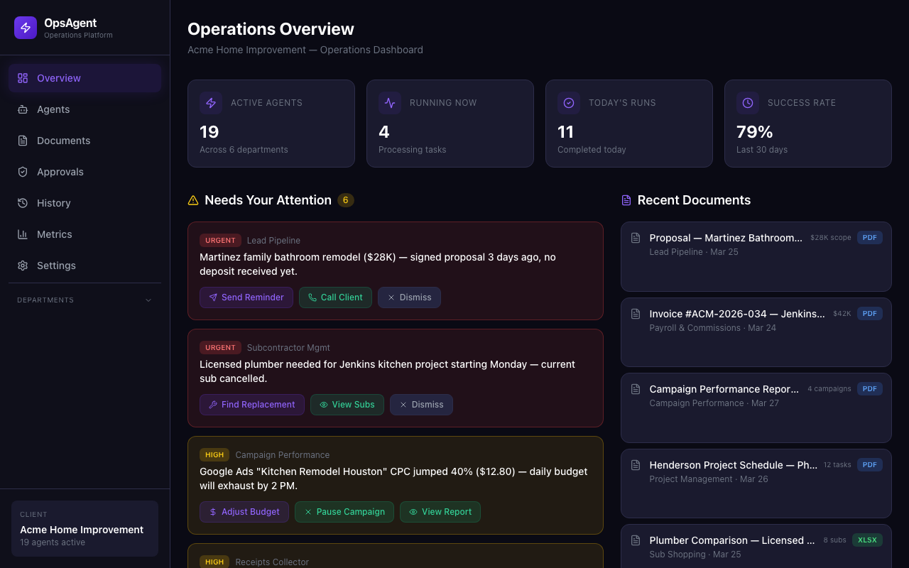 OpsAgents Recruiter dashboard
